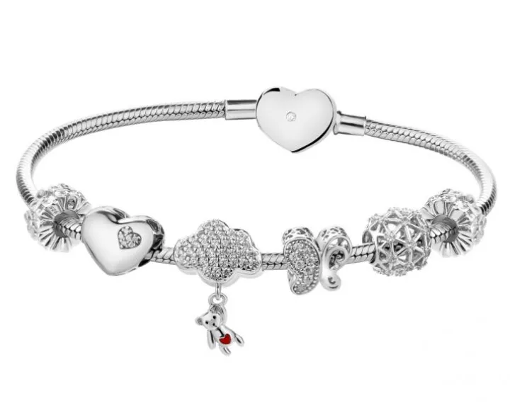 Bransoletka beads - zestaw - serce, misiu, chmurka, motyl