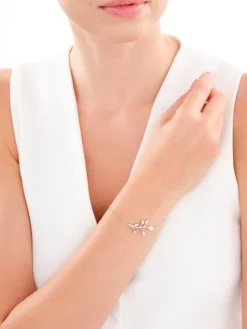 Bransoletka srebrna - liście