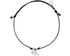 Bransoletka srebrna  - litera A, serce