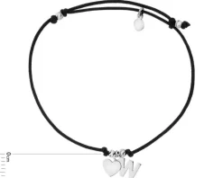 Bransoletka srebrna - litera W, serce