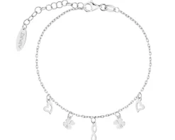 Bransoletka srebrna - nieskończoność, koniczyny, serca