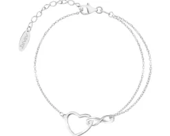 Bransoletka srebrna - serce, nieskończoność