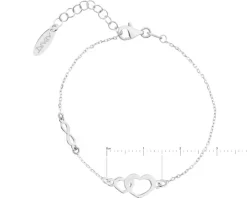 Bransoletka srebrna - serca, nieskończoność