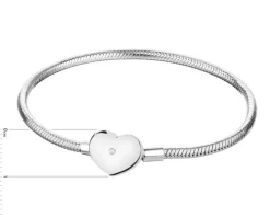 Bransoletka srebrna beads z cyrkonią - serce