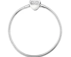Bransoletka srebrna beads z cyrkoniami - serce, nieskończoność