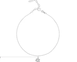 Bransoletka srebrna na nogę, cyrkonie - łapka