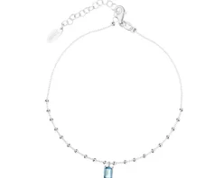 Bransoletka srebrna na nogę, cyrkonia - kulki