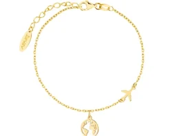 Bransoletka srebrna na nogę - samolot, kula ziemska