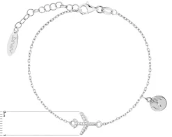 Bransoletka srebrna na nogę, cyrkonie - samolot, kula ziemska