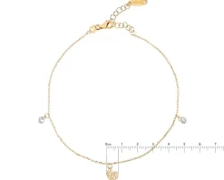 Bransoletka srebrna na nogę, szlifowane szkło - serce