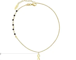 Bransoletka srebrna na nogę, szlifowane szkło - nieskończoność