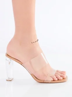 Bransoletka srebrna na nogę, szlifowane szkło - nieskończoność