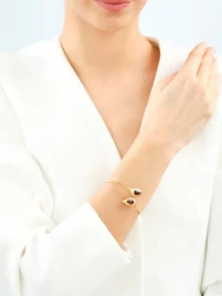 Bransoletka srebrna z bursztynem - liście