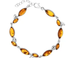 Bransoletka srebrna z bursztynem