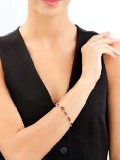 Bransoletka srebrna z bursztynem