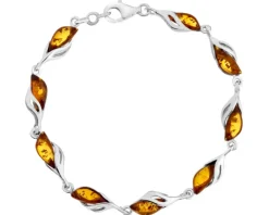 Bransoletka srebrna z bursztynem
