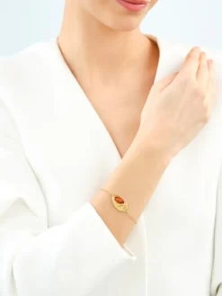 Bransoletka srebrna z bursztynem