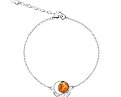 Bransoletka srebrna z bursztynem