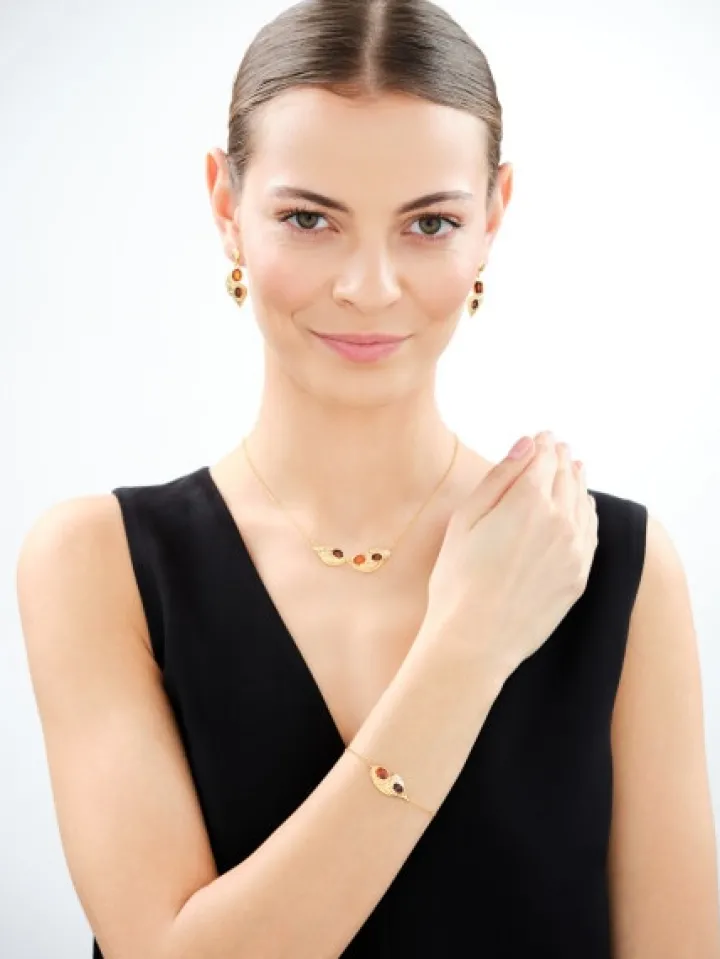 Bransoletka srebrna z bursztynem