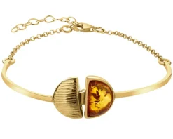 Bransoletka srebrna z bursztynem