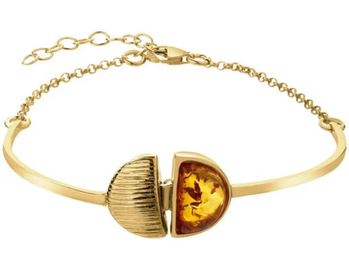 Bransoletka srebrna z bursztynem