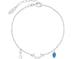 Bransoletka srebrna z cyrkonią - Księżyc, gwiazda