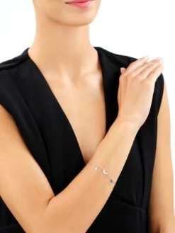 Bransoletka srebrna z cyrkonią - Księżyc, gwiazda