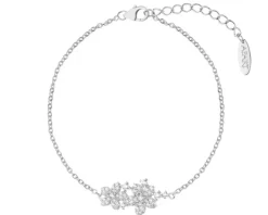 Bransoletka srebrna z cyrkoniami - kwiaty