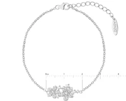 Bransoletka srebrna z cyrkoniami - kwiaty