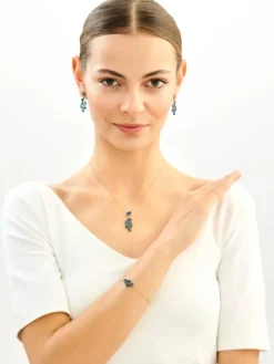 Bransoletka srebrna z cyrkoniami i szlifowanym szkłem