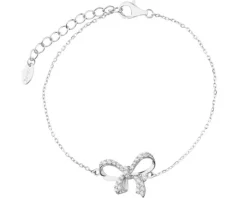Bransoletka srebrna z cyrkoniami - kokardka