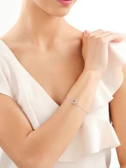 Bransoletka srebrna z cyrkoniami - serca