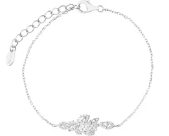 Bransoletka srebrna z cyrkoniami - liście