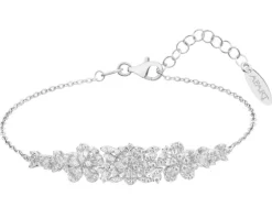 Bransoletka srebrna z cyrkoniami - kwiaty
