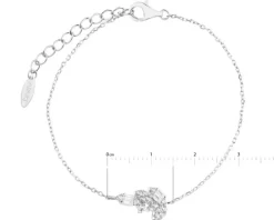 Bransoletka srebrna z cyrkoniami - liście