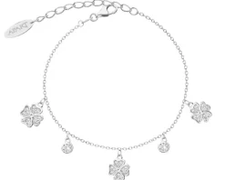 Bransoletka srebrna z cyrkoniami - koniczyny