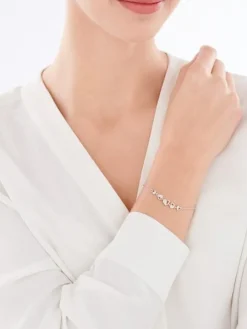 Bransoletka srebrna z cyrkoniami - serca