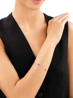 Bransoletka srebrna z cyrkoniami - Księżyc, gwiazdy