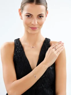 Bransoletka srebrna z cyrkoniami - nieskończoność, serca