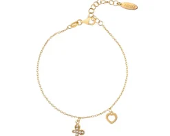 Bransoletka srebrna z cyrkoniami - motyl, serce