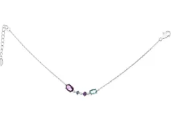 Bransoletka srebrna z cyrkonią, spinelem i szlifowanym szkłem