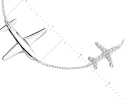 Bransoletka srebrna z cyrkoniami - samoloty