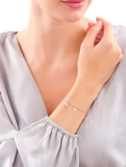 Bransoletka srebrna z cyrkoniami - litera A, serca