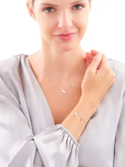 Bransoletka srebrna z cyrkoniami - litera A, serca