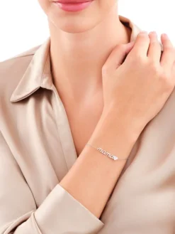 Bransoletka srebrna z cyrkoniami - mama, serce