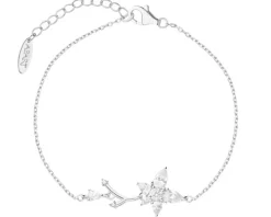 Bransoletka srebrna z cyrkoniami - kwiat