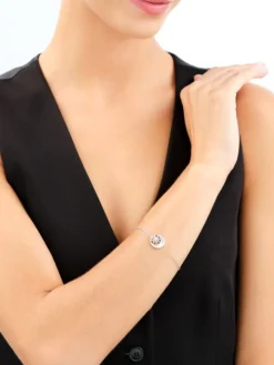 Bransoletka srebrna z cyrkoniami i masą perłową - Księżyc, gwiazda