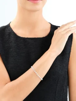 Bransoletka srebrna z cyrkoniami - serca