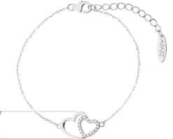 Bransoletka srebrna z cyrkoniami - serca