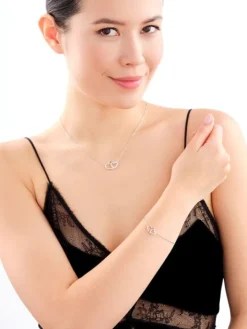 Bransoletka srebrna z cyrkoniami - serca